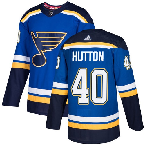 Adidas Blues #40 Carter Hutton Blue Home Authentic Stitched NHL Jersey - Click Image to Close